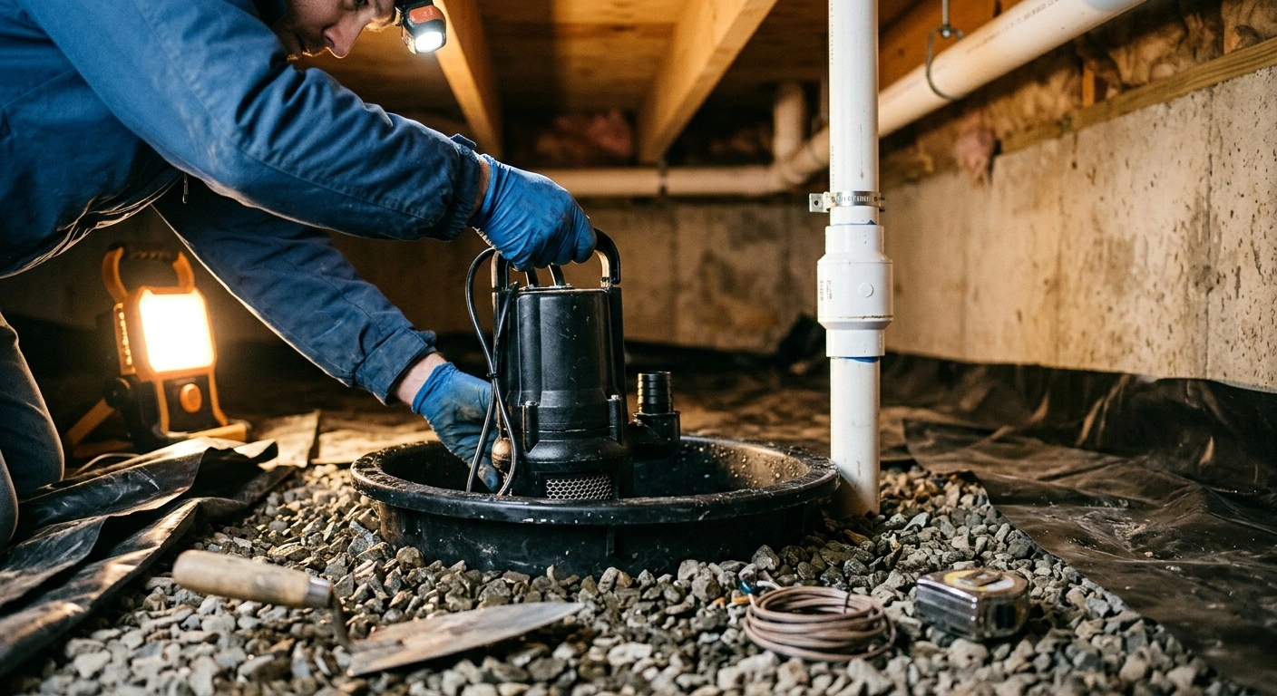 how to install a sump pump in a crawl space